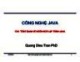 Bài giảng Công nghệ Java: Chương 1 - PhD. Trần Quang Diệu