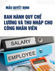 Mẫu Quyết định ban hành quy chế lương và thu nhập cho công nhân viên